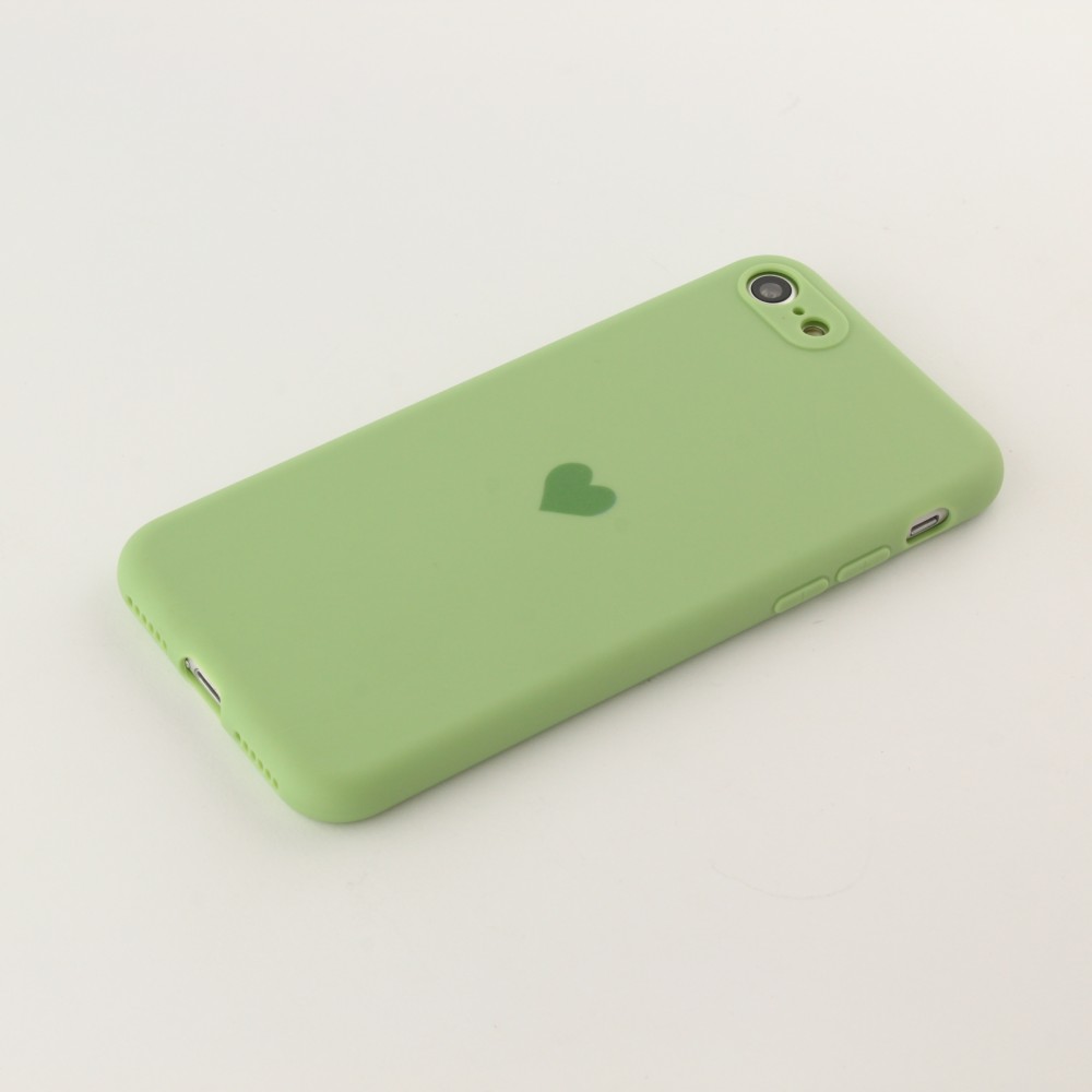 Coque iPhone 7 / 8 / SE (2020, 2022) - Silicone Mat Coeur vert clair