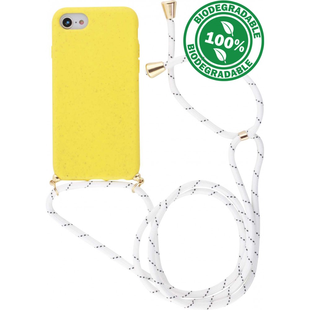 Hülle iPhone 7 / 8 / SE (2020, 2022) - Bio Eco-Friendly Vegan mit Handykette Necklace - Gelb