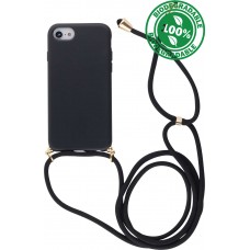 Hülle iPhone 7 / 8 / SE (2020, 2022) - Bio Eco-Friendly Vegan mit Handykette Necklace - Schwarz