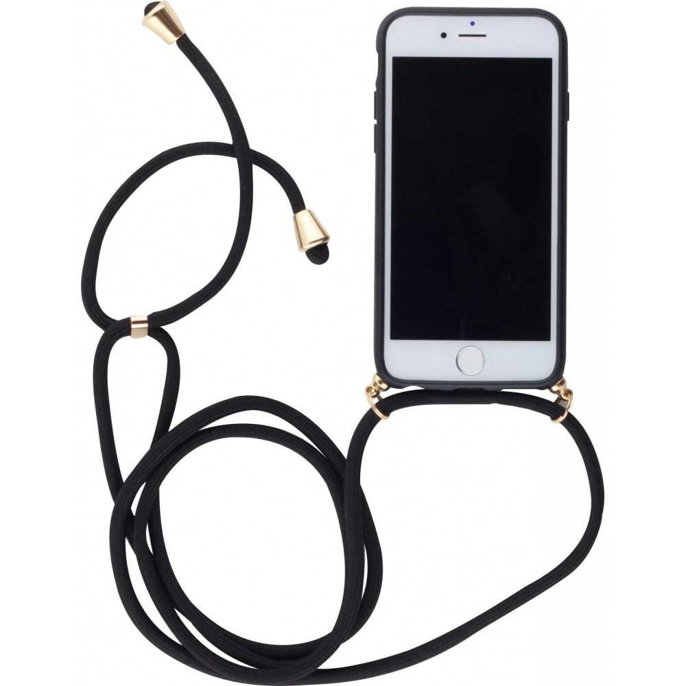 Coque iPhone 7 / 8 / SE (2020, 2022) - Bio Eco-Friendly nature avec cordon collier - Noir