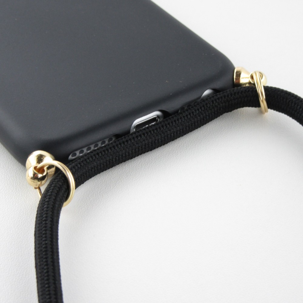 Hülle iPhone 7 / 8 / SE (2020, 2022) - Bio Eco-Friendly Vegan mit Handykette Necklace - Schwarz