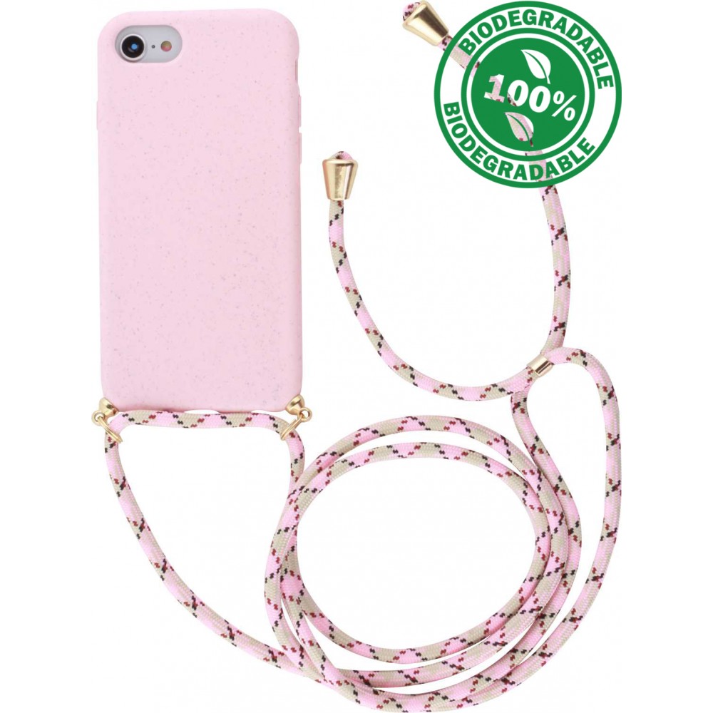 Coque iPhone 7 / 8 / SE (2020, 2022) - Bio Eco-Friendly nature avec cordon collier - Rose