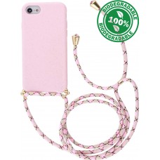 Hülle iPhone Xs Max - Bio Eco-Friendly Vegan mit Handykette Necklace - Rosa