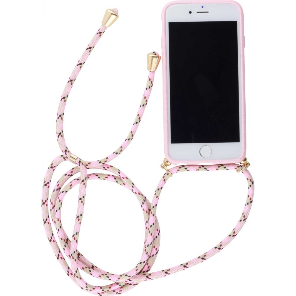 Hülle iPhone Xs Max - Bio Eco-Friendly Vegan mit Handykette Necklace - Rosa