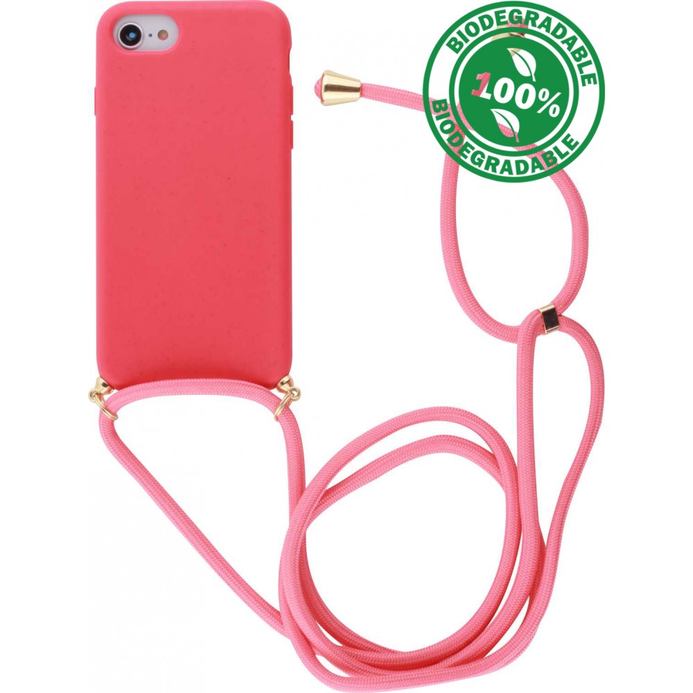 Coque iPhone 7 / 8 / SE (2020, 2022) - Bio Eco-Friendly nature avec cordon collier - Rouge