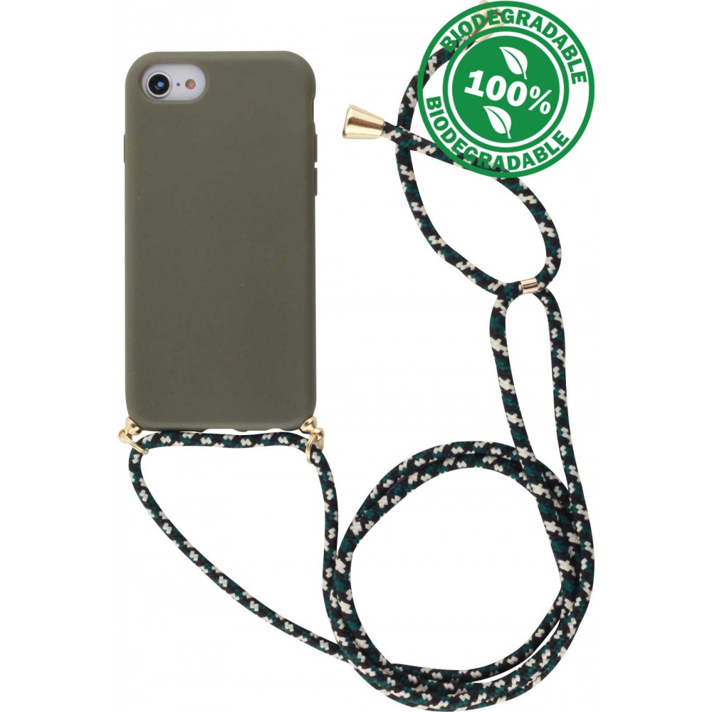 Hülle iPhone Xs Max - Bio Eco-Friendly Vegan mit Handykette Necklace - Dunkelgrün