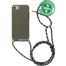 Hülle iPhone 7 / 8 / SE (2020, 2022) - Bio Eco-Friendly Vegan mit Handykette Necklace - Dunkelgrün