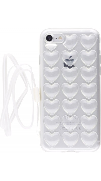 Coque iPhone 7 / 8 / SE (2020, 2022) - Gel coeurs 3D - Transparent