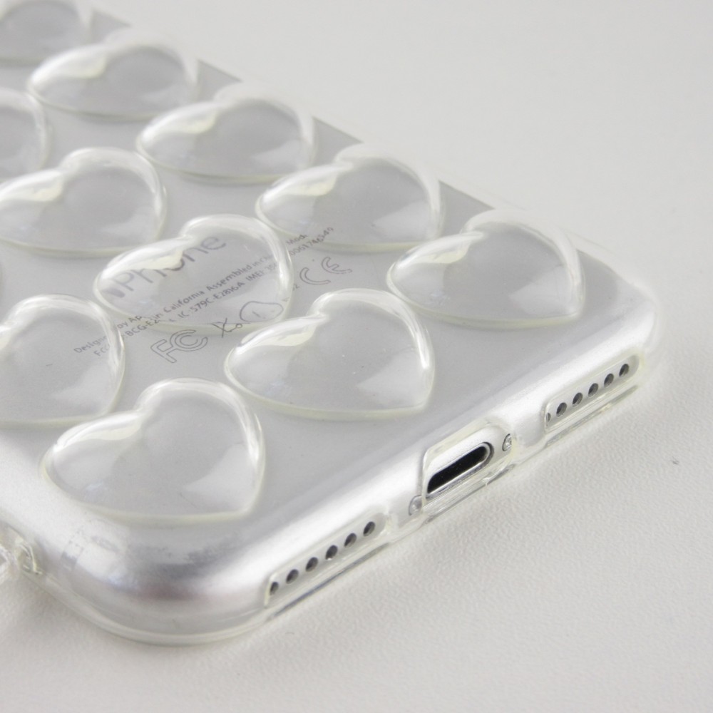 Coque iPhone 7 / 8 / SE (2020, 2022) - Gel coeurs 3D - Transparent