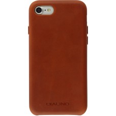 Coque iPhone 7 / 8 / SE (2020, 2022) - Qialino cuir véritable brun clair