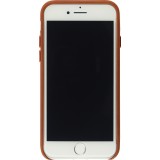 Coque iPhone 7 / 8 / SE (2020, 2022) - Qialino cuir véritable brun clair