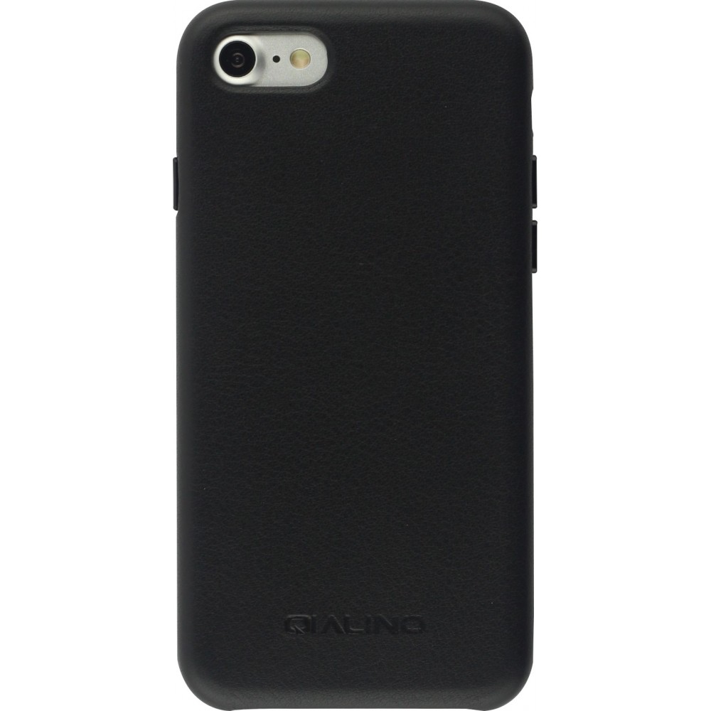 Coque iPhone 7 / 8 / SE (2020, 2022) - Qialino cuir véritable - Noir