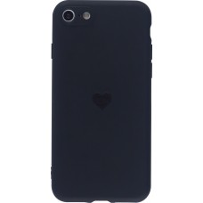 Coque iPhone 7 / 8 / SE (2020, 2022) - Silicone Mat Coeur - Noir