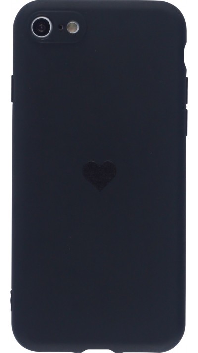 Coque iPhone 7 / 8 / SE (2020, 2022) - Silicone Mat Coeur - Noir