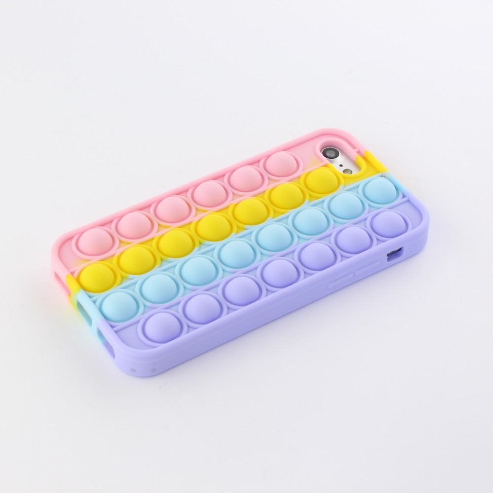 Coque iPhone 7 / 8 / SE (2020, 2022) - Silicone jeu éclate bulles anti-stress arc-en-ciel