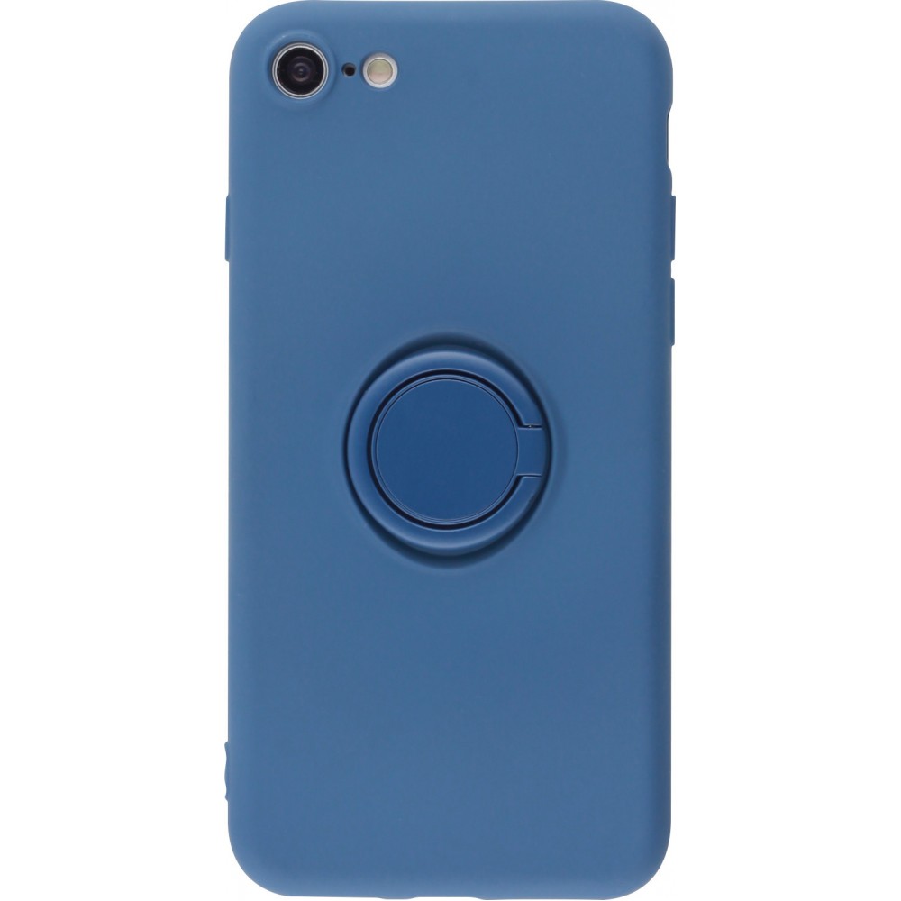 Coque iPhone 7 / 8 / SE (2020, 2022) - Soft Touch avec anneau - Bleu