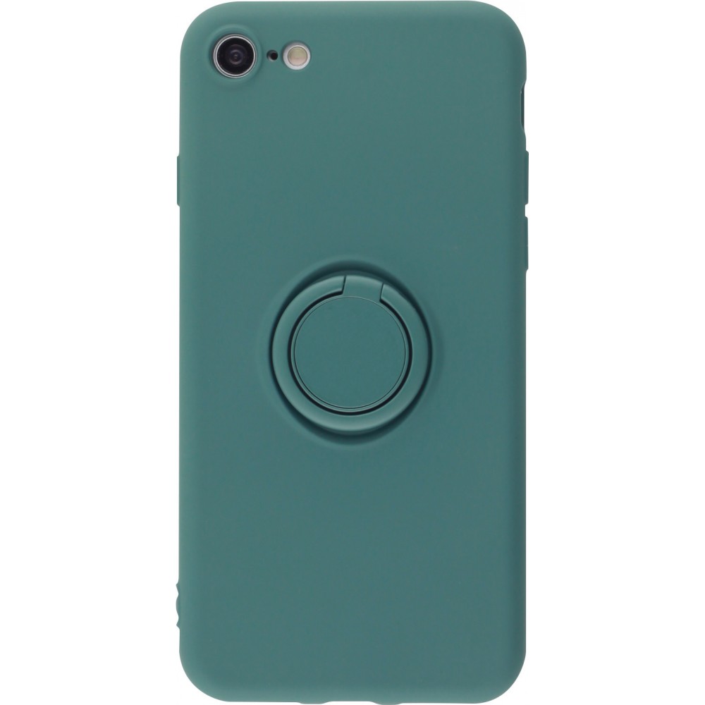 Coque iPhone 7 / 8 / SE (2020, 2022) - Soft Touch avec anneau - Vert foncé