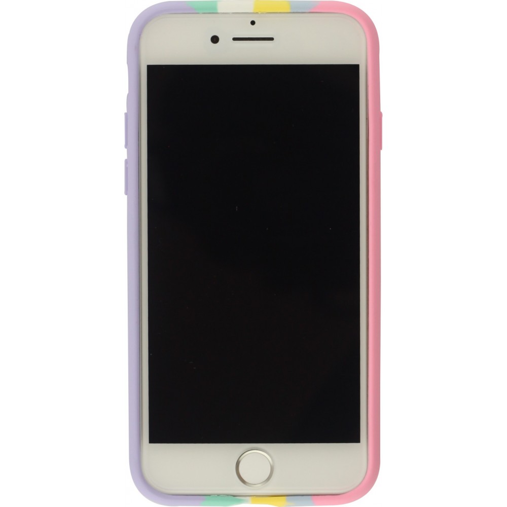 Coque iPhone 7 / 8 / SE (2020, 2022) - Soft Touch multicolors rose - Violet
