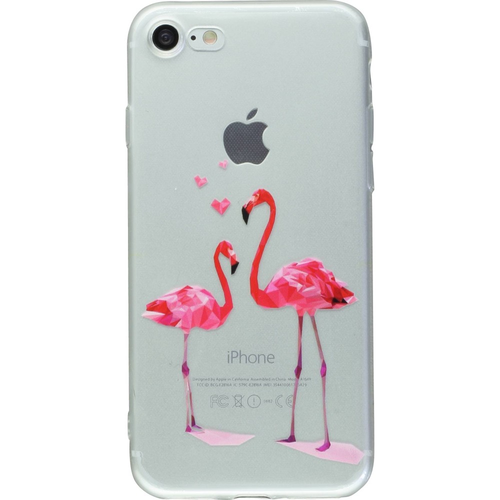 Coque iPhone 7 / 8 / SE (2020, 2022) - Clear Flamant love