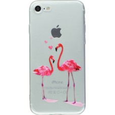 Coque iPhone 7 / 8 / SE (2020, 2022) - Clear Flamant love