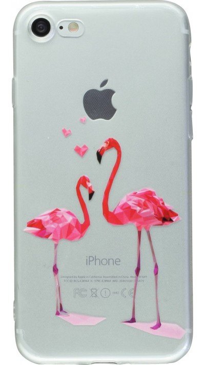 Hülle iPhone 7 / 8 / SE (2020, 2022) - Clear Flamingo love