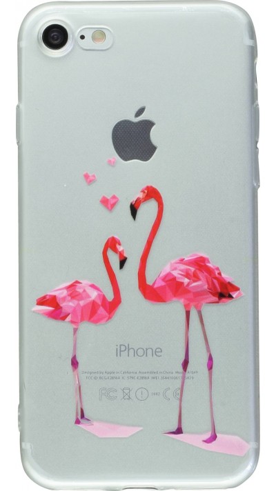 Coque iPhone 7 / 8 / SE (2020, 2022) - Clear Flamant love