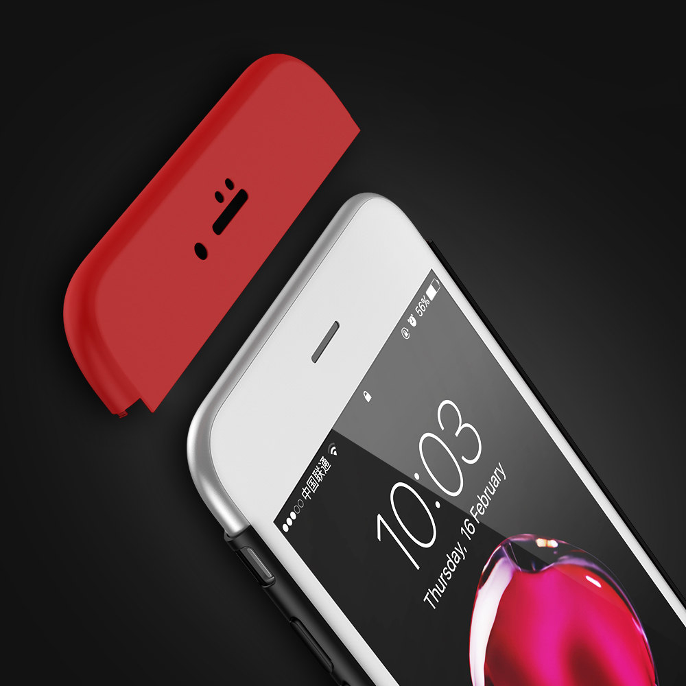 Coque iPhone 5/5s / SE (2016) - 360° Full Body noir - Rouge