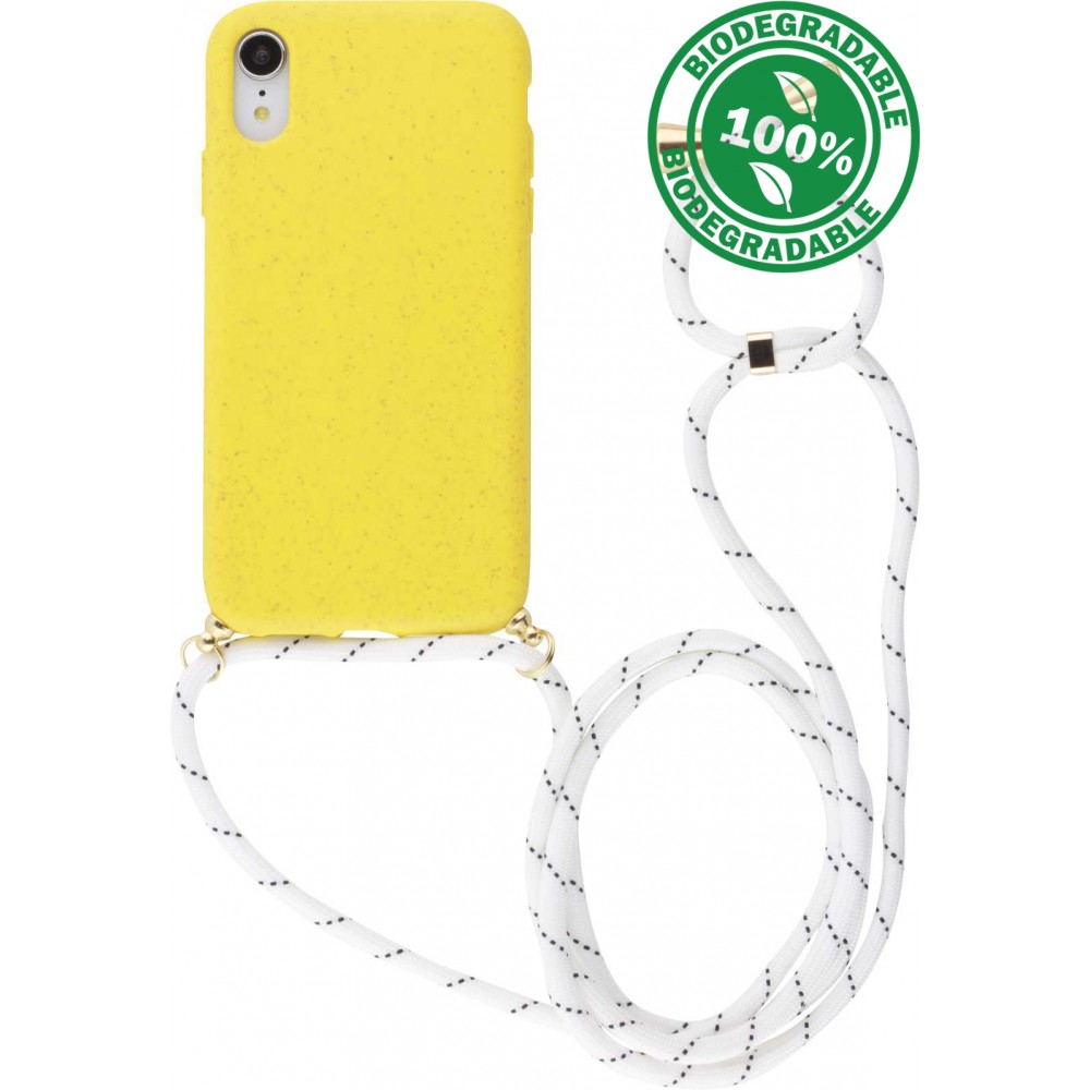 Hülle iPhone XR - Bio Eco-Friendly Vegan mit Handykette Necklace - Gelb