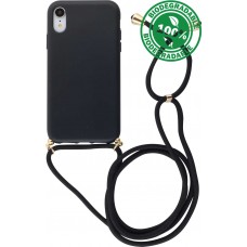 Hülle iPhone XR - Bio Eco-Friendly Vegan mit Handykette Necklace - Schwarz