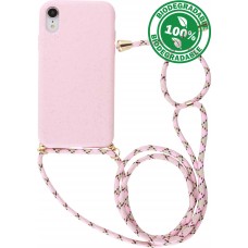 Coque iPhone XR - Bio Eco-Friendly nature avec cordon collier - Rose