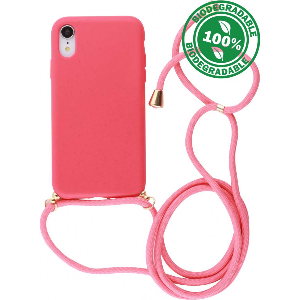 Hülle iPhone XR - Bio Eco-Friendly Vegan mit Handykette Necklace - Rot