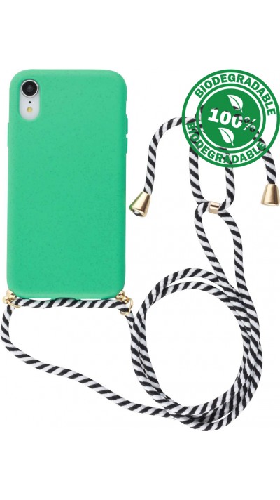 Hülle iPhone XR - Bio Eco-Friendly Vegan mit Handykette Necklace - Türkis