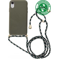 Coque iPhone XR - Bio Eco-Friendly nature avec cordon collier - Vert foncé