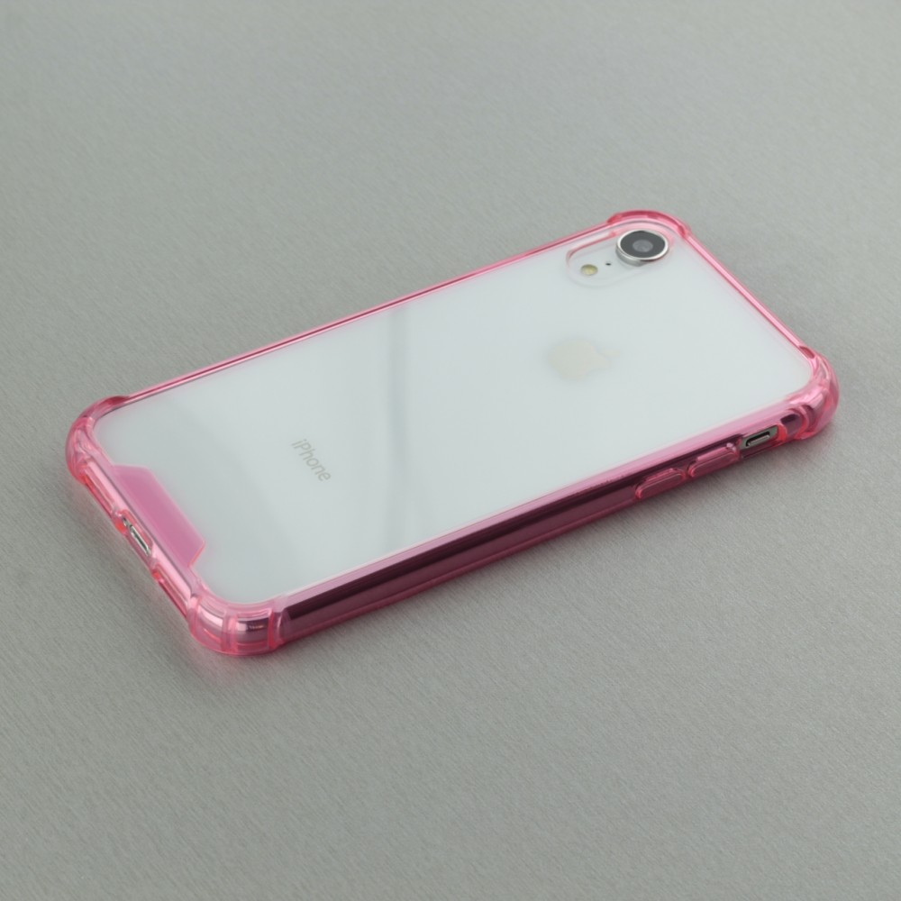 Coque iPhone XR - Bumper Glass - Rose foncé - Transparent