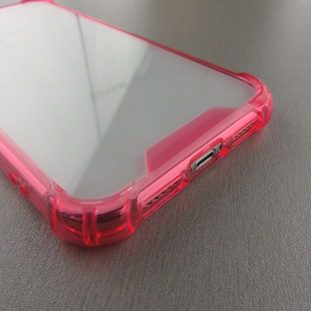 Hülle iPhone Xs Max - Bumper Glass dunkelrosa - Transparent
