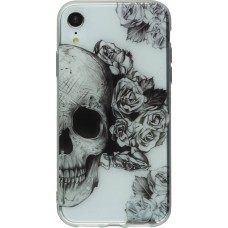 Coque iPhone XR - Clear crâne roses