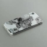 Coque iPhone XR - Clear crâne roses