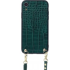 Coque iPhone XR - Croco avec lanière - Vert