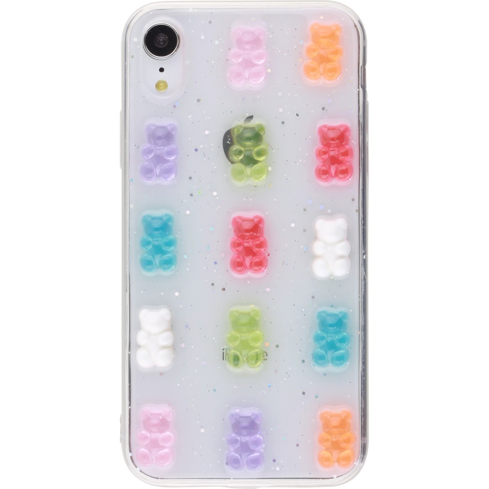 Coque iPhone XR - Gel Bonbons Oursons 3D