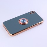 Hülle iPhone XR - Gummi Bronze mit Ring grau grün