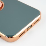 Hülle iPhone XR - Gummi Bronze mit Ring grau grün