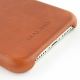 Coque iPhone Xs Max - Qialino cuir véritable - Brun