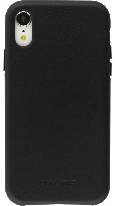 Coque iPhone Xs Max - Qialino cuir véritable - Noir