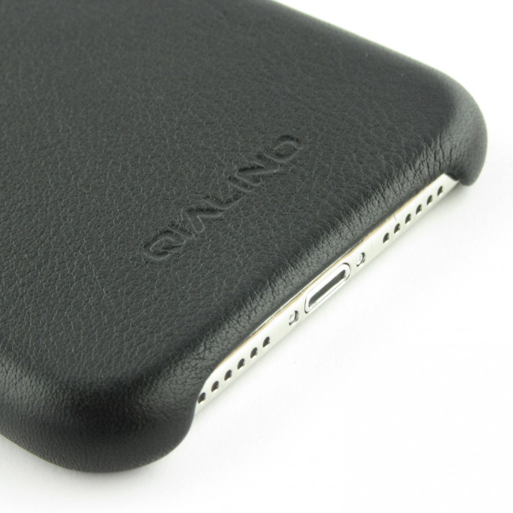 Coque iPhone XR - Qialino cuir véritable - Noir