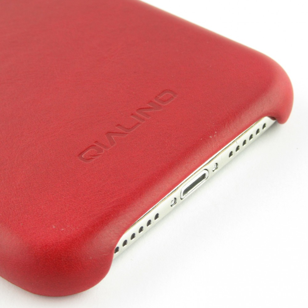 Coque iPhone X / Xs - Qialino cuir véritable - Rouge