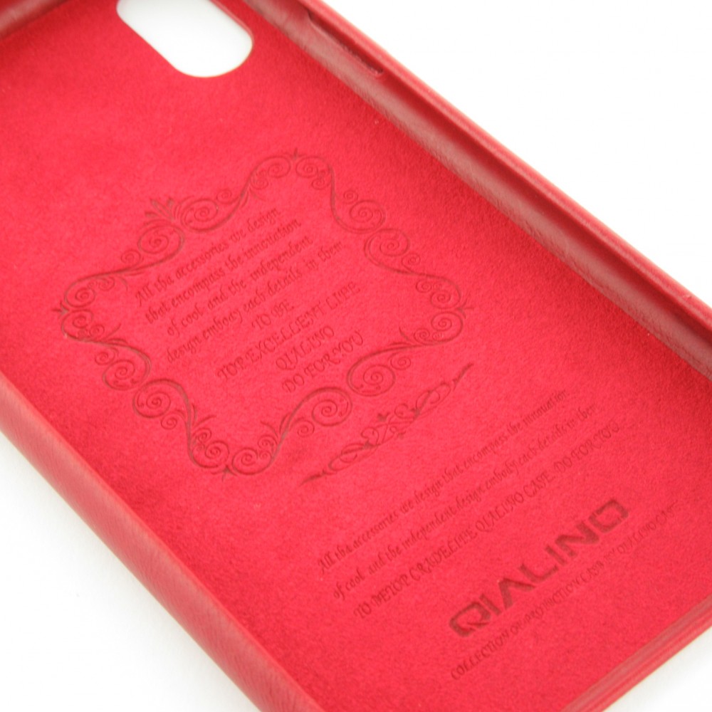 Coque iPhone Xs Max - Qialino cuir véritable - Rouge