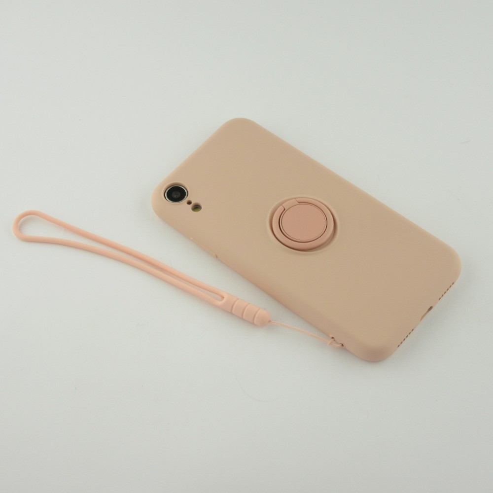 Coque iPhone XR - Soft Touch avec anneau - Rose