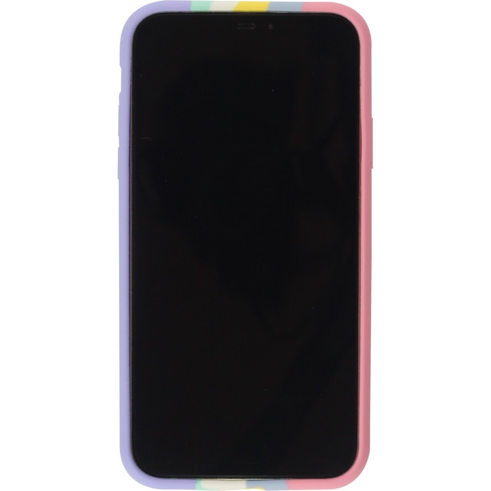 Coque iPhone XR - Soft Touch multicolors rose - Violet