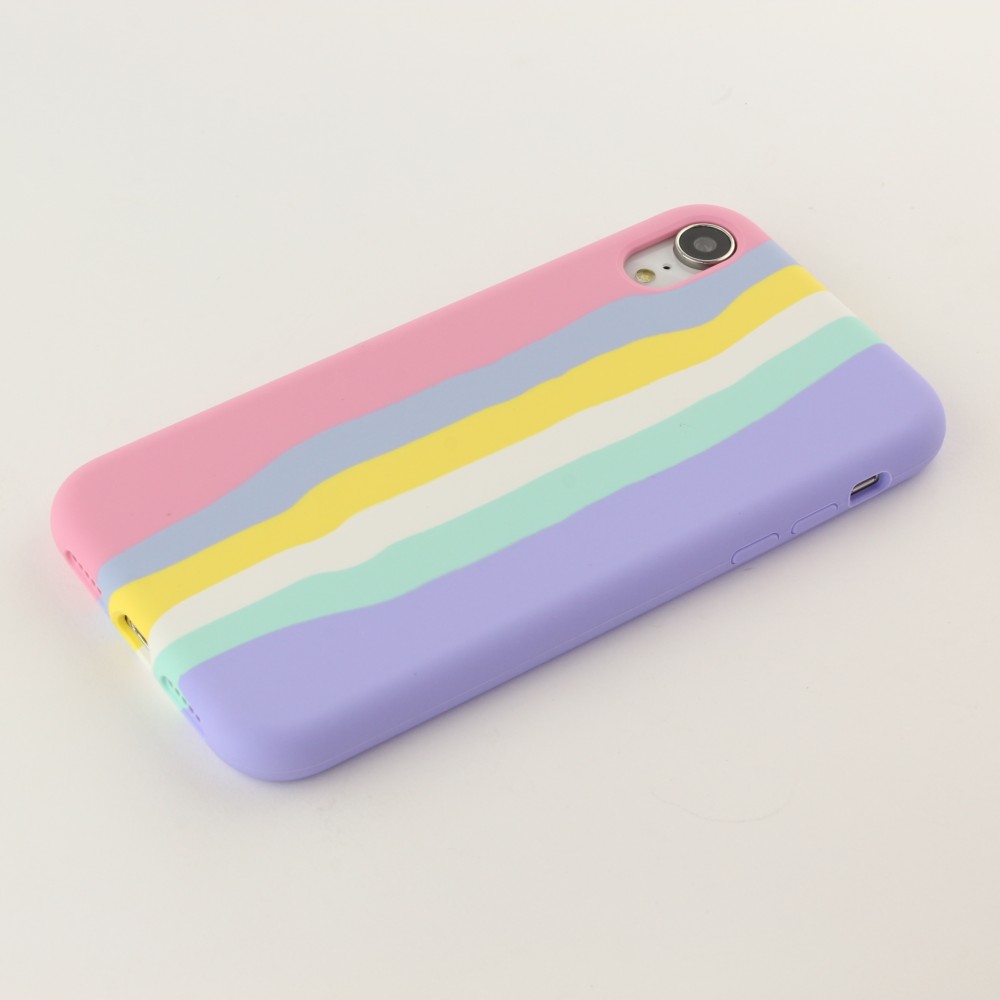 Coque iPhone XR - Soft Touch multicolors rose - Violet