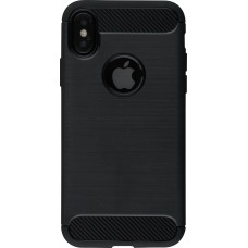 Hülle iPhone X / Xs - Brushed Carbon - Schwarz